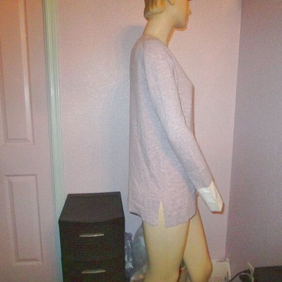 J Crew Wool Blend Sweater Size XS Layered Look V-Neck Lilac Tunic French Cuffs - Picture 5 of 10